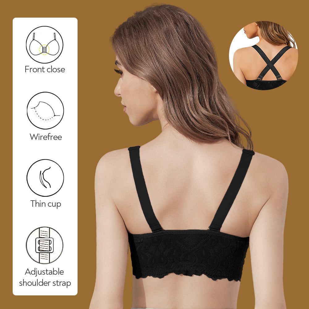 Women Front Closure Bras Breathable Sexy Lingerie Across Strap
