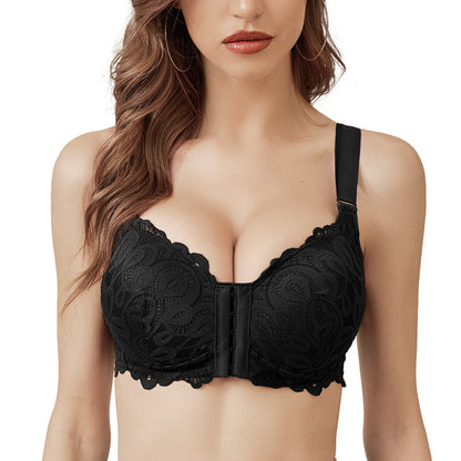 Front Closure Breathable Bra - Stretch-lace, Super-Lift, and Posture  Correction, Front-Close Wirefree Bra (Black, S) at  Women's Clothing  store